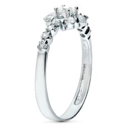 18K Sortija Oro Blanco Cuajo Con Circonitas. Ancho: 8 Mm