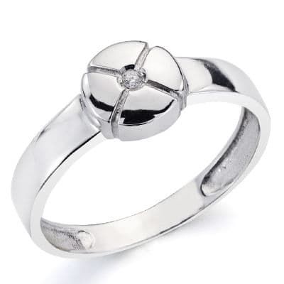 18K Sortija Oro Blanco Diamante 0,015 Qts. Ancho: 7 Mm