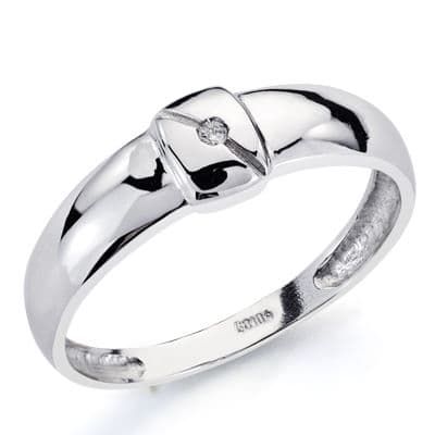 18K Sortija Oro Blanco Diamante Talla Brillante 0,01 Qts. Ancho: 5,5 Mm