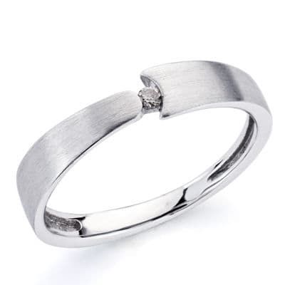 18K Sortija Oro Blanco Diamante Talla Brillante 0.05 Qts.