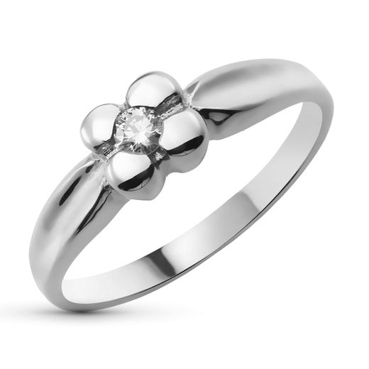 18K Sortija Oro Blanco Diamante Talla Brillante 0,100 Qts. Ancho: 6,5 Mm