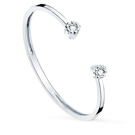 18K Sortija Oro Blanco Diamantes 0.0160 Qts. Cuerpo 1.10 Mm