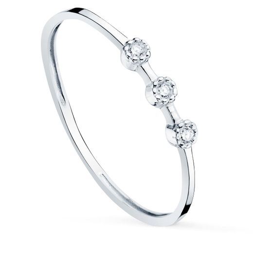 18K Sortija Oro Blanco Diamantes 0.0240 Qts. Cuerpo 1.10 Mm
