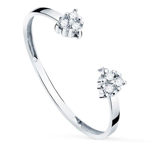 18K Sortija Oro Blanco Diamantes 0.0480 Qts. Cuerpo 1.10 Mm