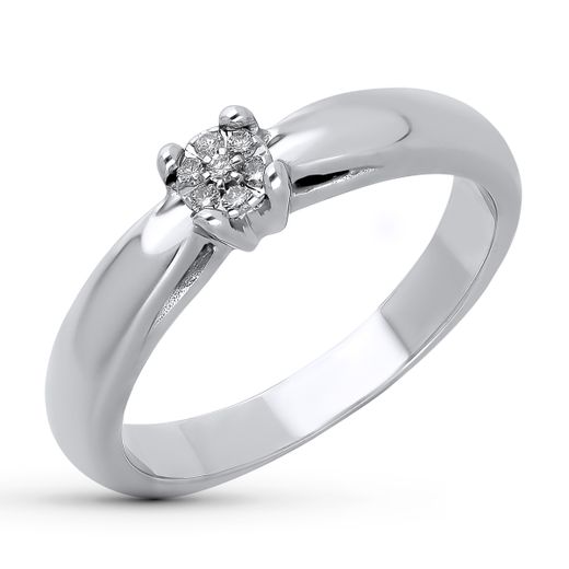 18K Sortija Oro Blanco Diamantes 0,05 Qtes. Ancho: 4,5 Mm
