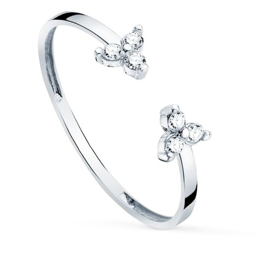 18K Sortija Oro Blanco Diamantes 0.09 Qts. Cuerpo 1.10 Mm