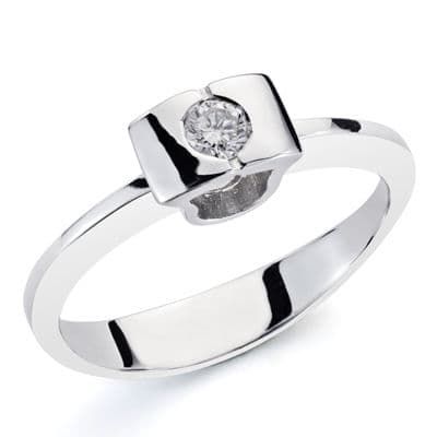 18K Sortija Oro Blanco Diamantes 0.10 Qts. Ancho: 4,5 Mm