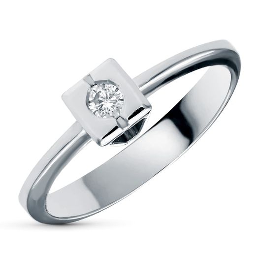 18K Sortija Oro Blanco Diamantes 0,10 Qts. Ancho: 5,5 Mm