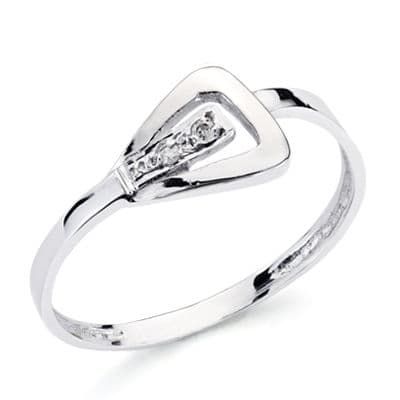 18K Sortija Oro Blanco Diamantes Talla Brillante 0.016 Qts. 8 X 7Mm