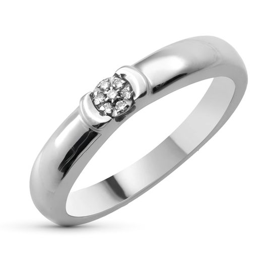 18K Sortija Oro Blanco Diamantes Talla Brillante 0,05 Qts. Ancho: 3,5 Mm