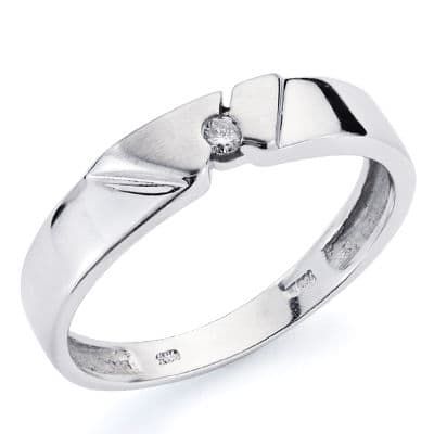 18K Sortija Oro Blanco Diamantes Talla Brillante 0.05 Qts.