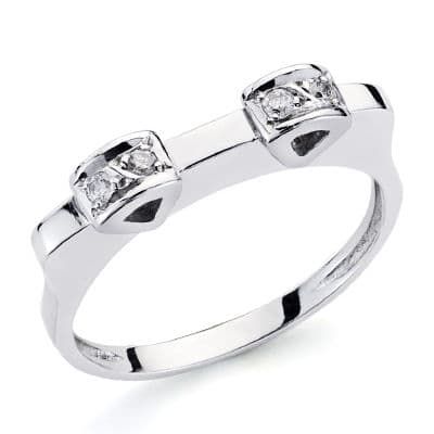 18K Sortija Oro Blanco Diamantes Talla Brillante 0.10 Qts.