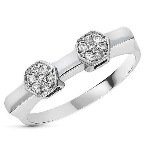 18K Sortija Oro Blanco Diamantes Talla Brillante 0.15 Qts.