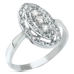 18K Sortija Oro Blanco Lanzadera Con Circonitas. Ancho: 18 Mm