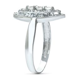 18K Sortija Oro Blanco Lanzadera Con Circonitas. Ancho: 18 Mm