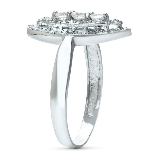 18K Sortija Oro Blanco Lanzadera Con Circonitas. Ancho: 18 Mm