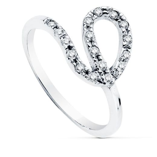 18K Sortija Oro Blanco Lazo Con Circonitas. Ancho: 11 Mm