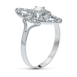 18K Sortija Oro Blanco Motivo Calado 20X9 Mm Con Circonitas. Ancho: 20 Mm