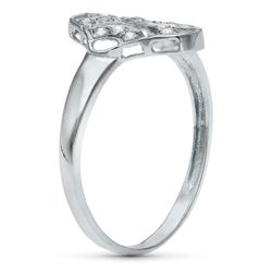 18K Sortija Oro Blanco Motivo Calado Rombo 15X10 Mm Con Circonitas. Ancho: 15 Mm