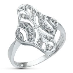 18K Sortija Oro Blanco Motivo Lanzadera 20X15 Mm Con Circonitas. Ancho: 20 Mm