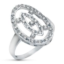 18K Sortija Oro Blanco Motivo Lanzadera 21X14 Mm Con Circonitas. Ancho: 21 Mm