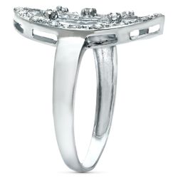 18K Sortija Oro Blanco Motivo Lanzadera 21X14 Mm Con Circonitas. Ancho: 21 Mm