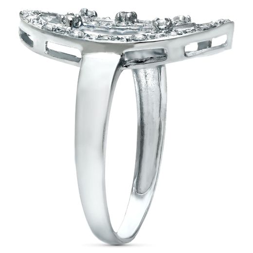 18K Sortija Oro Blanco Motivo Lanzadera 21X14 Mm Con Circonitas. Ancho: 21 Mm