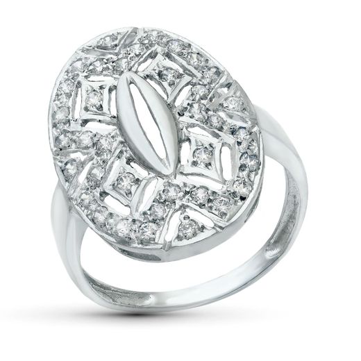 18K Sortija Oro Blanco Motivo Lanzadera 23X15 Mm Con Circonitas. Ancho: 23 Mm