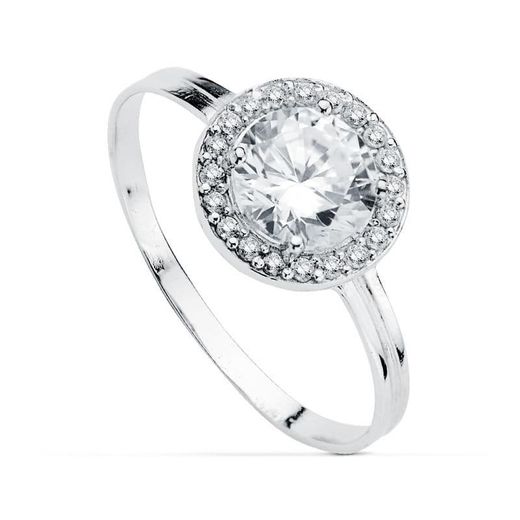 18K Sortija Oro Blanco Motivo Redondo Circonita 6 Mm. Ancho: 9 Mm
