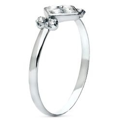 18K Sortija Oro Blanco Motivo Rombo Con Circonitas. Ancho 7 Mm