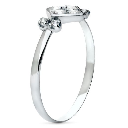 18K Sortija Oro Blanco Motivo Rombo Con Circonitas. Ancho 7 Mm