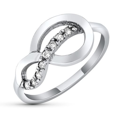 18K Sortija Oro Blanco Nudo Con Circonitas. Ancho: 10 Mm