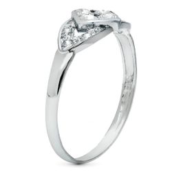 18K Sortija Oro Blanco Rombo Con Circonita Ancho 7 Mm