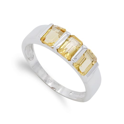 18K Sortija Oro Blanco Y Piedras Color. Ancho: 6 Mm