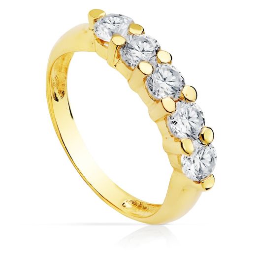 18K Sortija Quintillo Oro Amarillo Circonita 4 Mm