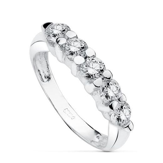 18K Sortija Quintillo Oro Blanco Circonita 4 Mm
