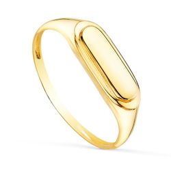 18K Sortija Sello Oro Amarillo Brillo Cabeza Alargada. Zona Grabado: 12X3.5 Mm
