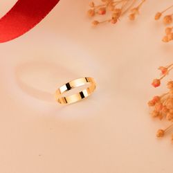 9K Alianza De Oro Amarillo Lisa Brillo Bordes. Ancho: 3 Mm.