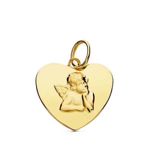 9K Colgante Corazon Oro Amarillo Angel 9K 14X14 Mm