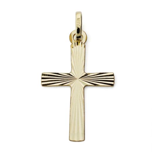 9K Colgante Cruz Oro Amarillo Diamantada Sin Cristo 25X15 Mm