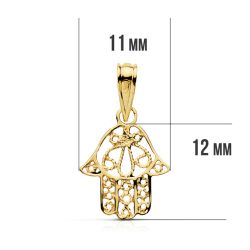 9K Colgante Mano De Fatima Oro Amarillo 9K 14X11 Mm