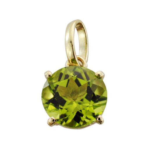 9K Colgante Oro Amarillo 4 Garras Con Olivina Natural 1,95 Qts. 8X8 Mm