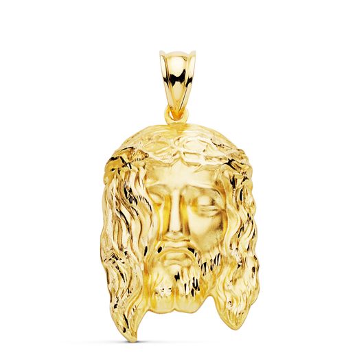 9K Colgante Oro Amarillo Cabeza De Cristo Estampado. 30X19 Mm