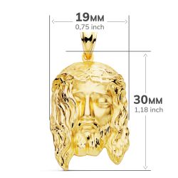 9K Colgante Oro Amarillo Cabeza De Cristo Estampado. 30X19 Mm