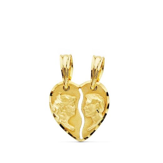 9K Colgante Oro Amarillo Corazon Pareja 13X13Mm