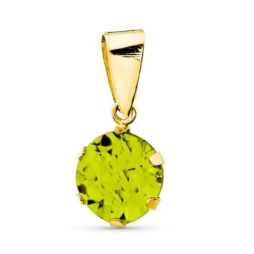 9K Colgante Oro Amarillo Garra Inglesa Olivina Natural 1,44 Qts. Ancho: 7 Mm