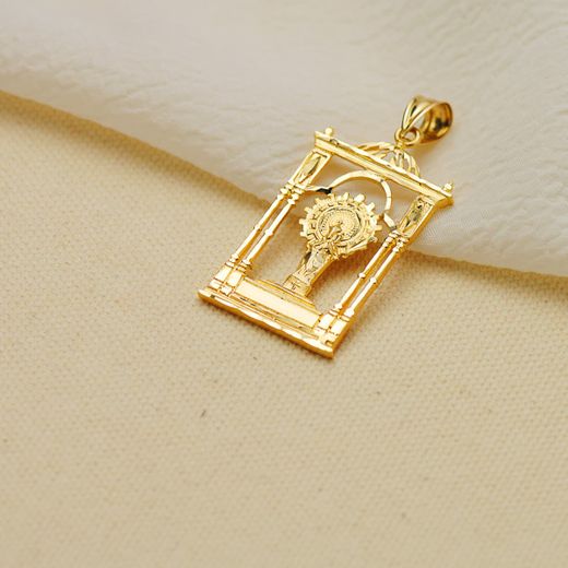 9K Colgante Oro Amarillo Virgen Del Pilar Palio. 34X20 Mm