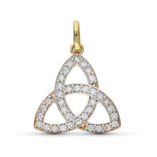 9K Colgante Oro Bicolor Con Circonita Trinidad Trinity 19X19 Mm