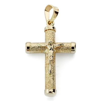 9K Cruz Oro Amarillo Cristo 21X14X3 Mm