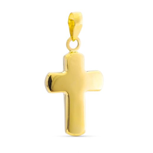 9K Cruz Oro Amarillo Hueca En Brillo. Medida: 17X12 Mm. Alto: 2 Mm